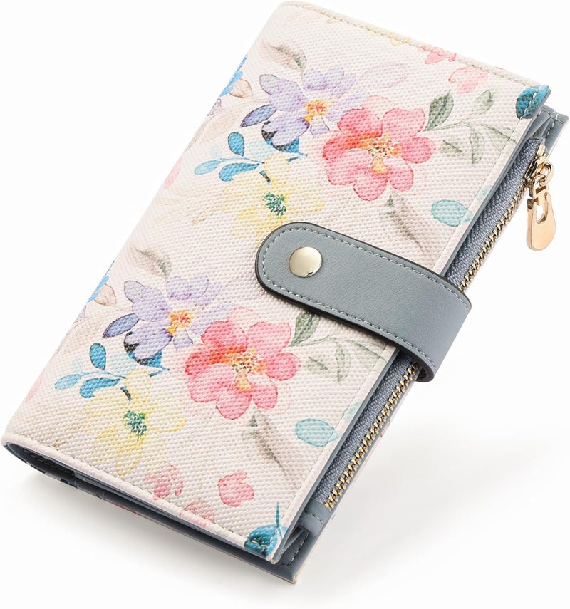 yiijay Womens Wallet RFID Blocking Vegan Leather Trifold Clutch Credit Card Holder Ladies Travel Wallet Purse with Pen Holder - Image 1